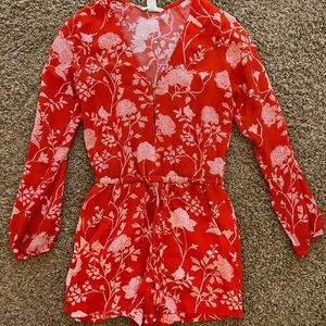 H&M Red and white flowers Romper Size 2